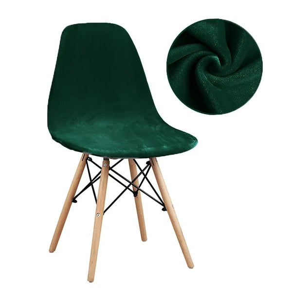 Housse de Chaise Scandinave en Velours Vert