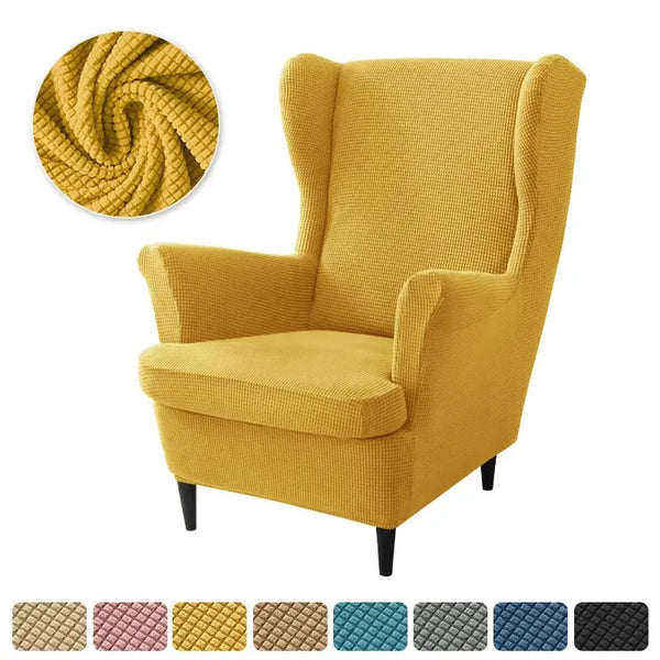 Housse de Fauteuil à Oreilles en Jacquard Jaune