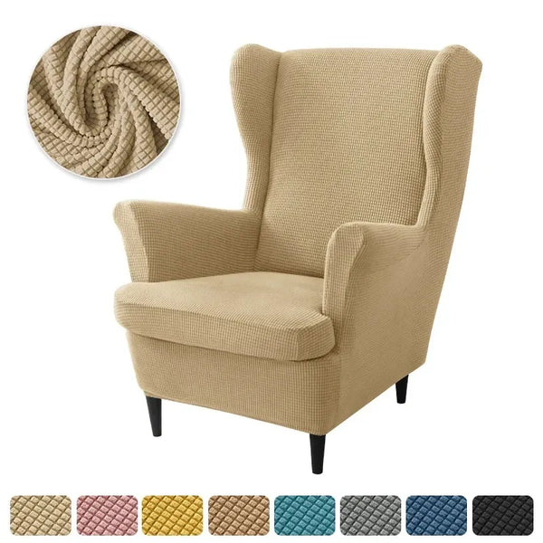 Housse de Fauteuil à Oreilles en Jacquard Beige