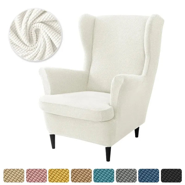 Housse de Fauteuil à Oreilles en Jacquard Blanc