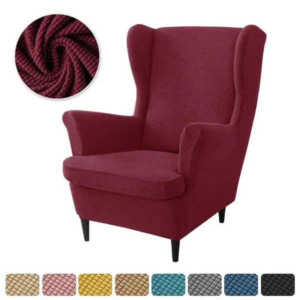 Housse de Fauteuil à Oreilles en Jacquard Bordeaux