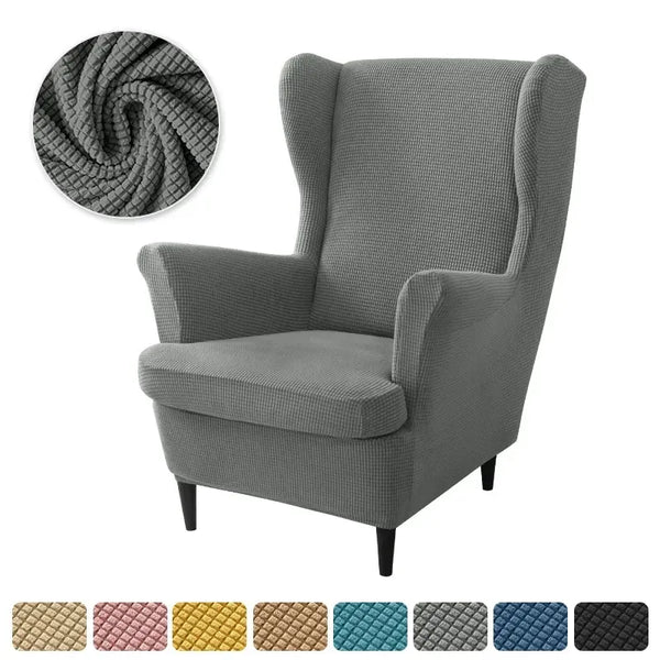 Housse de Fauteuil à Oreilles en Jacquard Gris