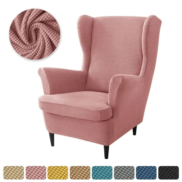 Housse de Fauteuil à Oreilles en Jacquard Rose