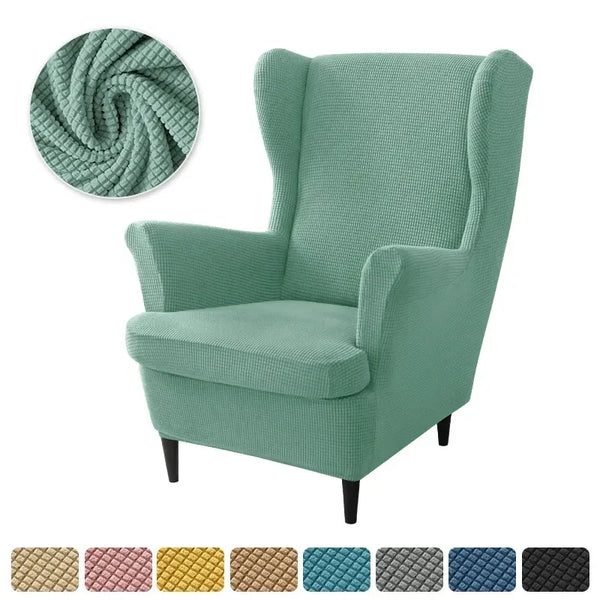 Housse de Fauteuil à Oreilles en Jacquard Vert