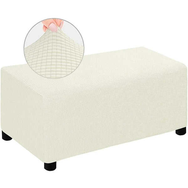 Housse de Pouf Rectangulaire Jacquard Blanc