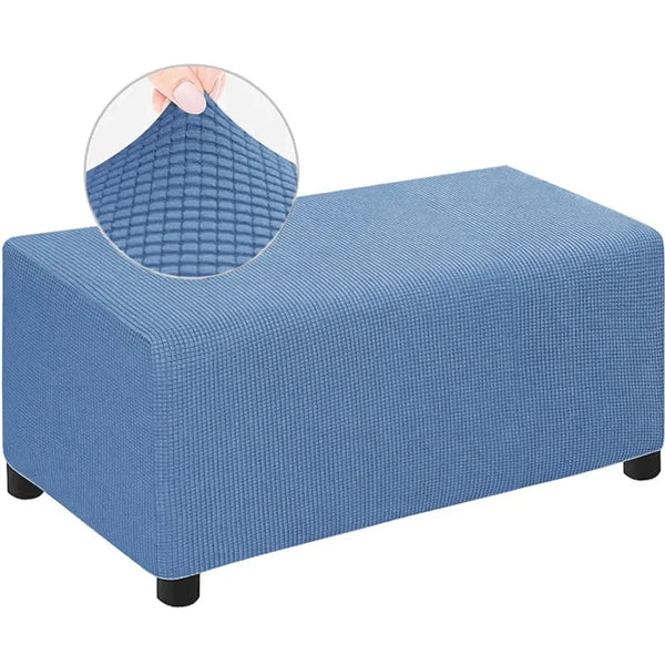 Housse de Pouf Rectangulaire Jacquard Bleu