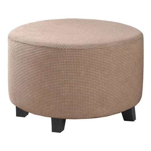 Housse Pour Pouf Rond en Jacquard Brun