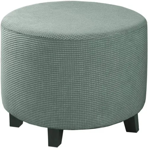 Housse Pour Pouf Rond en Jacquard Gris Clair