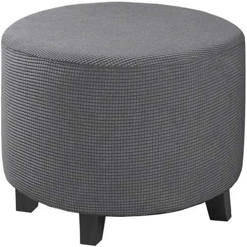 Housse Pour Pouf Rond en Jacquard Gris