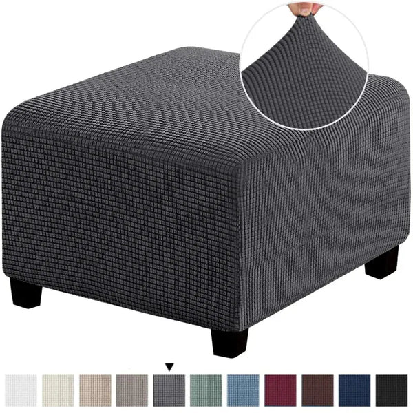 Housse de Pouf Carré en Tissu Jacquard Gris